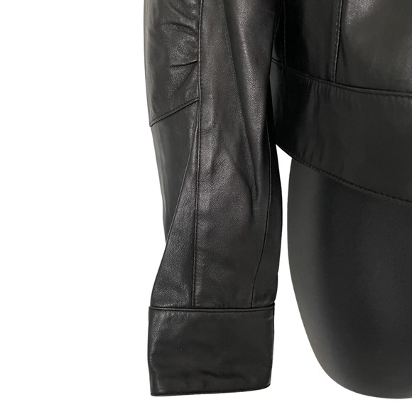 Women's Black Lambskin Leather Moto Biker Jacket Blazer by Walter Baker - Size 2 - Picture 12 of 16